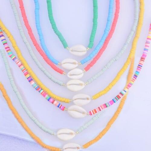 Bohemian boho Polymer Clay Necklace Soft Pottery Choker Necklace Colorful Surfer Beads Collar Handmade Femme Jewelry Gifts