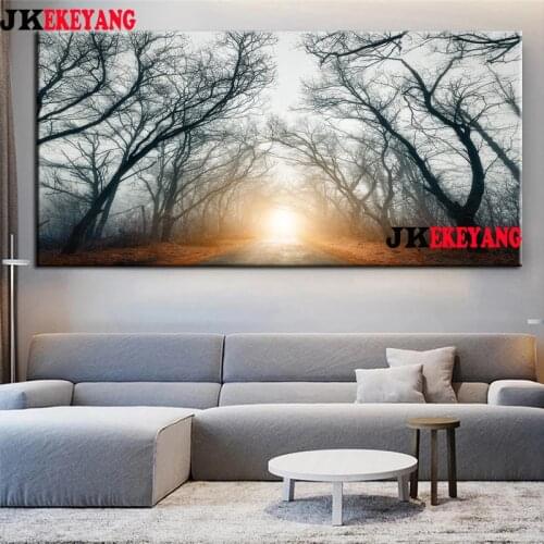 Large 5D Diy diamond painting Sunrise black and white tree Diamond Mosaic Rhinestone Embroidery cross stitch Y4344