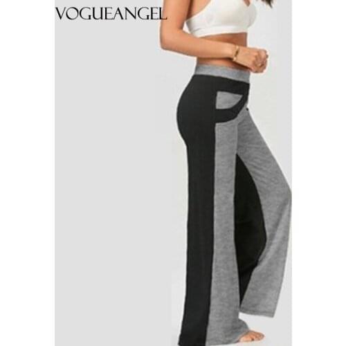 Casual Wide-leg Trousers Women Summer High Waist Color Matching Sweatpants for Female Loose Plus Size Streetwear Trouser Pants