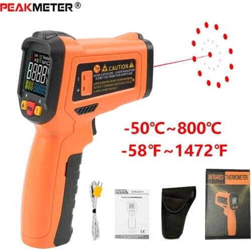 PEAKMETER PM6530C LCD Laser Digital Infrared Thermometer Temperature gun meter -50~800 with K type Ambient UV Light bathtub