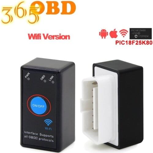ELM327 WiFi/BT PIC18F25K80 Chip V1.5 Power On/Off With Switch 4MHz OBDII Diagnostic Tool IOS/Android ELM 327 Icar2 OBD2 Scanner
