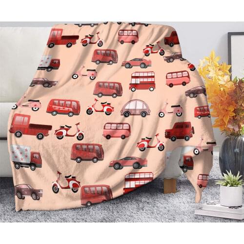 Upetstory Designer Cartoon Car Print Throw Blanket for Bed Sofa Chair Thick Warm Bedspread Soft Cozy Quilt Blankets Custom