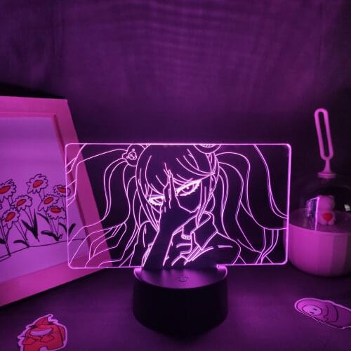 Junko Enoshima Danganronpa Figures 3D Led Anime Night Lights Gift For Friend RGB Game Lava Lamp Bedroom Bedside Table Desk Decor