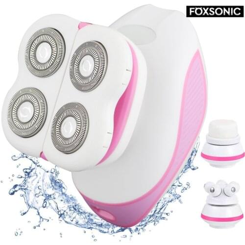 FOXSONIC Electric Shaver For Women Painless Waterpro Razor Hair Removal Rechargeable Lady Body Epilator WithFace Massage