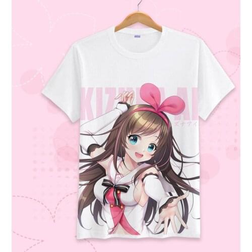 Virtual YouTuber Kizuna AI Cosplay T Shirt Short Sleeve Summer T-Shirt Japanese Anime Cartoon Top Tee Halloween Cosplay Costume