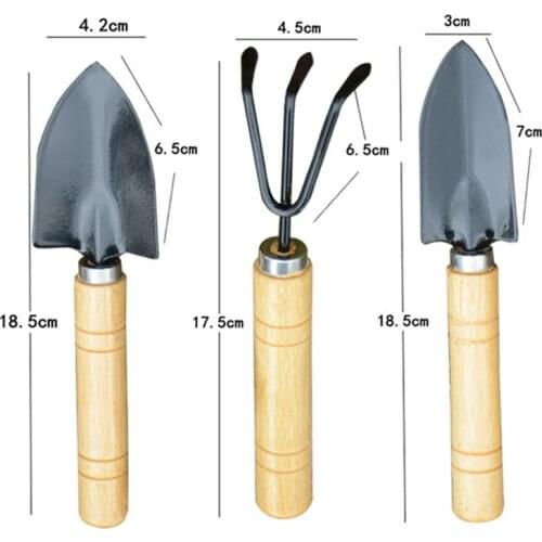 Hot sale 3PC/set Mini Garden Hand Tool Kit Plant Gardening Shovel Spade Rake with Wood Handle Metal Head for Gardener