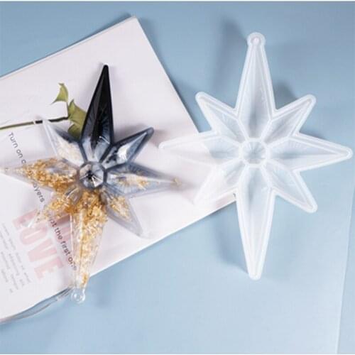 Crystal Epoxy Resin Mold Christmas Snowflake Star Octagonal Listed Pendant Casting Silicone Mould Jewelry Making Tools