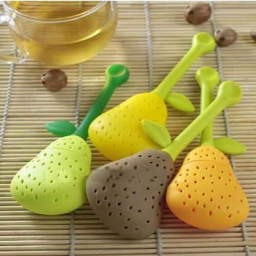 LINSBAYWU 1pc Silicone Pear Design Tea Leaf Strainer Herbal Spice Infuser Teacup Teapot Filter Tea Filter Bag