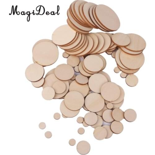 MagiDeal 1 Bag 3mm thick Blank Round Wooden Embellishments for Wedding DIY Crafts Embellishments Christmas Decoration