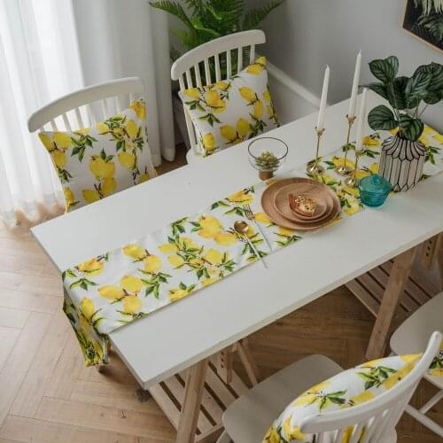 Table Runner Yellow Lemon Print Garden Plant Dining Table TV Cabinet Coffee Table Double Placemat Bed Flag Table Runner