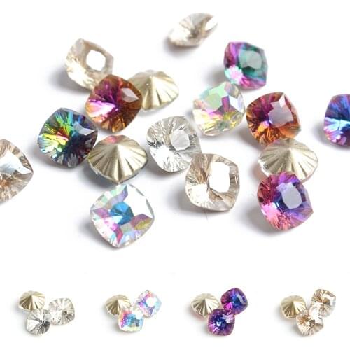 NEW Nail Art Rhinestones 30Pcs/Pack Pointed Bottom Square Glass Mix Color Stones Strass Crystals For 3D Nails Decoration