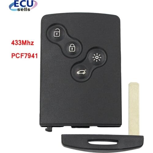 New Uncut Remote Key Fob 4 Button 433Mhz PCF7941 For Renault Megane Scenic Laguna Koleos Clio With small key