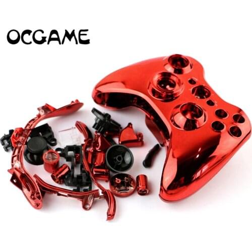OCGAME 10sets/lot Glossy Chrome Replacement Full Housing Shell Case Cover+Components Button Kits for xbox360 Xbox 360 Controller