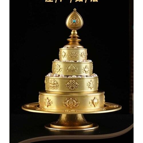 Wholesale Buddhist supplies Temple family hall worshipping Eight Auspicious Symbols of Buddhism Manja Mandala gilding statue