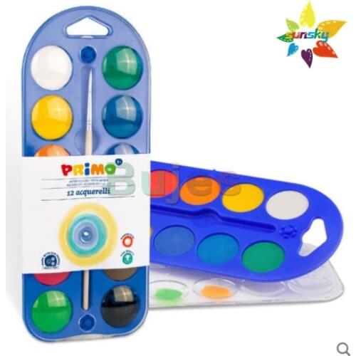Original Primo 12 color Childrens solid watercolor pigment portable Dip in water easy to operate and safe drawing art supplies