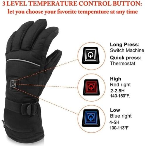 1 Pair Electric Heating Gloves With Batteries Heated Thermal Gloves For Men And Women Five Fingers Winter Hand Warmer Gloves