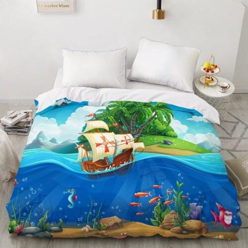 1 PCS Duvet Cover,3D HD Print Quilt Cover 240x220/200x200/140x200/180x210,OceanWorld Pirate Ship Bedding King/Queen Drop Ship