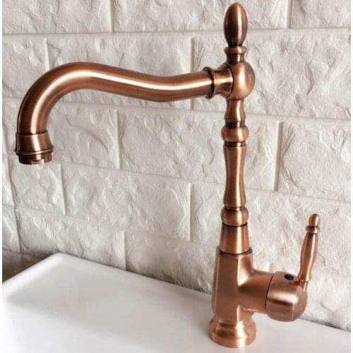 Swivel Spout Water Tap Antique Red Copper Single Handle Single Hole Kitchen Sink & Bathroom Faucet Basin Mixer Tap anf417