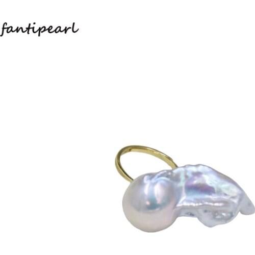 Simple natural baroque pearl ring opening adjustable ring baroque shaped pearl ring personality all-match