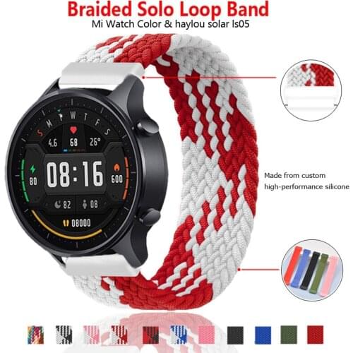 20mm 22mm Nylon Loop Strap for Xiaomi Mi Watch Color Band Wristbelt Braided Bracelet for Xiaomi haylou ls02 WatchBand