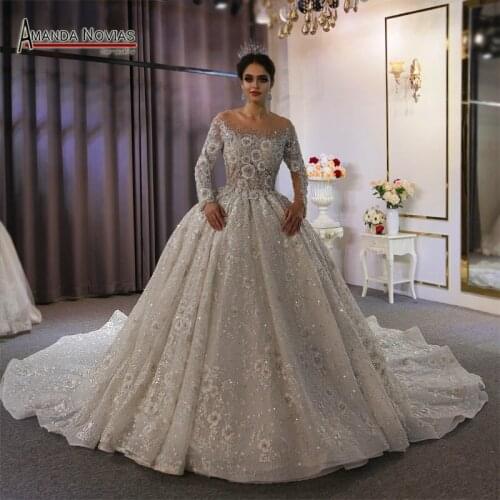 Luxury Off White Wedding Dress Dubai Heavy Beading Bridal Dresses 2022
