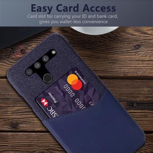 Febric Card Holder Cover For LG V50 ThinQ Stylo 6 5 K61 K51S K41S Cloth Texture PU Antiskid Case For LG V60 V50S G8S G8X THINQ