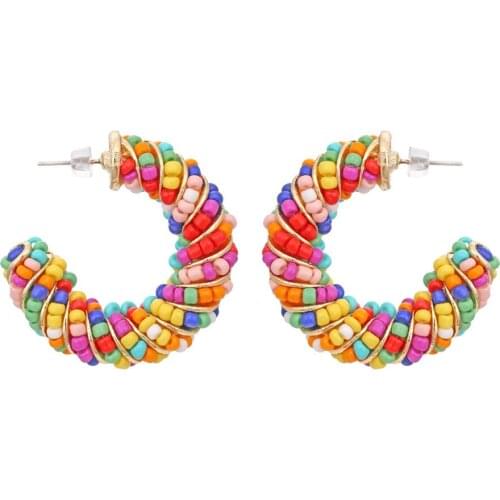 ZA Earrings 2021 Fashion Trend Bohemia Jewelry New Manual Conch Piercing Brincos Colorful Beads Earrings For Women Ladies
