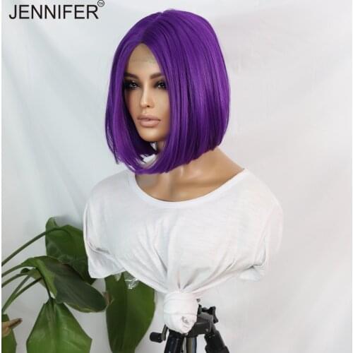 Synthetic Bob Wig 8INCH Short Straight YELLOW/PURPLE COLOR Synthetic Wigs For Women Cosplay/Party Heat Resistant Fiber