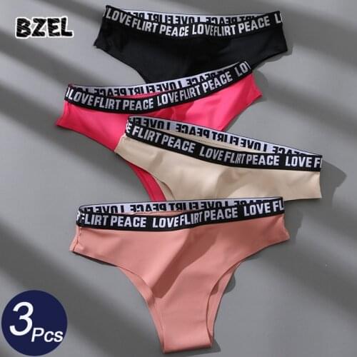 BZEL 3Pcs/lot Sexy Women Sport Panties Set Underwear Seamless T-Back Thongs Low Waist Woman G-String Comfort Lady Lingerie Tanga