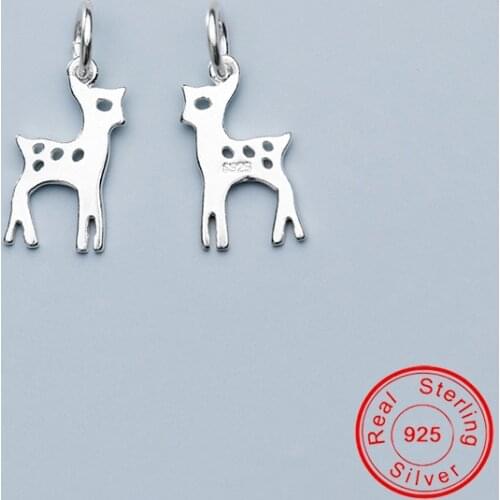 UQBing Solid 925 Sterling Silver Sika Deer Animal Charms Jewelry Making DIY Handmade Craft