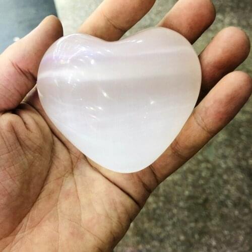Top Quality!Natural Selenite Hearts,Cat Eye Stone Heart,Mineral Rock Reiki Chakra Healing Stone ,35mm 50mm 60mm