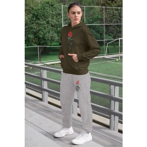 Angemiel Wear Spirit Of Soul Women Tracksuit Set Green Hooded Sweatshirts Gray Sweatpants