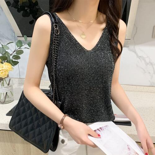 Women 2021 Spring Summer New Loose Casual Vest Tops Female Solid Color Sleeveless Tops Ladies Ice Silk Knitted Vest Tops L190