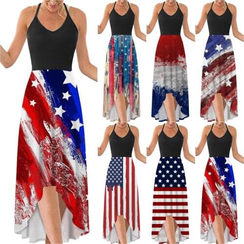 Dress Women Summer 2021 Hot Style Tall Waist Long Digital Printing Back Hanging Neck Dresses Casual Vestidos CFF21047