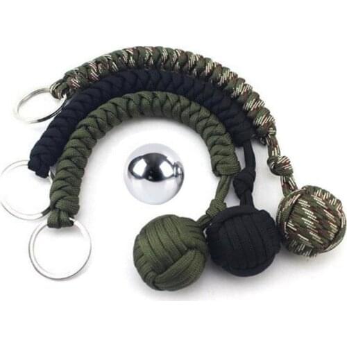 1Pcs Outdoor Sports Equipment Monkey Fist Round Umbrella Crafts Pendant KeyChain Rope Ring Ball Accessories Key Self-defens H2W6