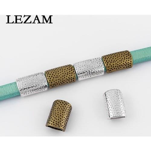 10pcs Fashion Hammered Dot Slider For 10*6mm Licorice Leather Cord Spacer Diy Bracelet Necklace Jewelry Accessories Findings