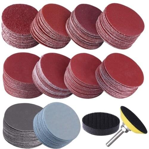 200Pcs 50mm 2 Inch Sander Disc Sanding Discs 80-3000 Grit Paper with 1Inch Abrasive Polish Pad Plate + 1/4 Inch Shank for Rotary