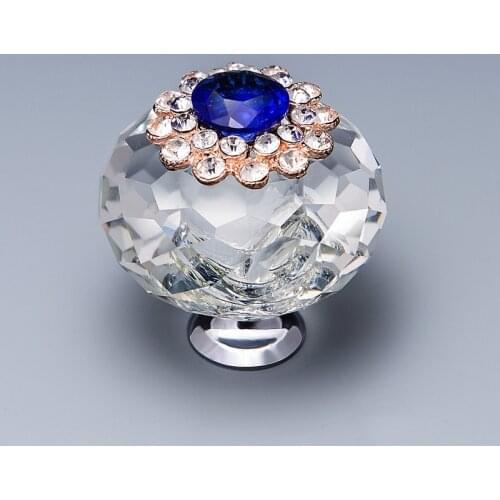 40MM Crystal Knob European modern crystal furniture handle wardrobe door shower room glass drawer handle diamond pearl handle