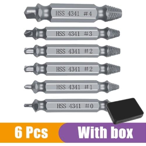 6pcs Damaged Screw Extractor HHS Double Ended Screw Extractor Drill Bit Broken Speed Out Bolt Extractor Bolt Stud Remover Tool