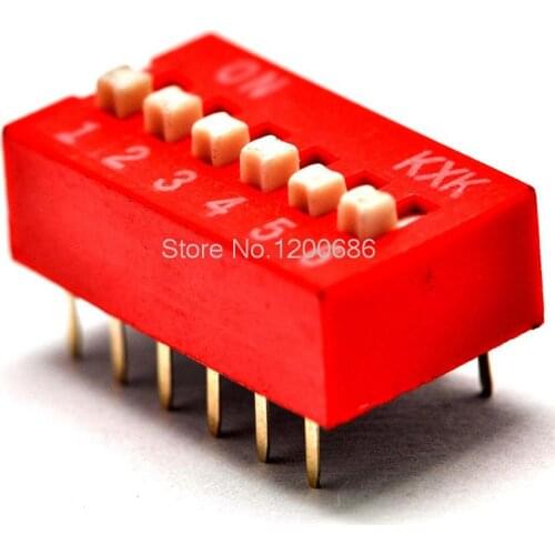 6P DIP switch Ping switch 6 toggle switch pitch 2.54MM red