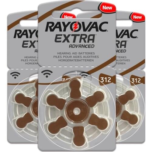Hearing Aid Batteries 60 PCS/1 box RAYOVAC EXTRA-A312/312/PR41 Zinc Air batterie 1.45V Size 312 Diameter 7.9mm Thickness 3.6mm