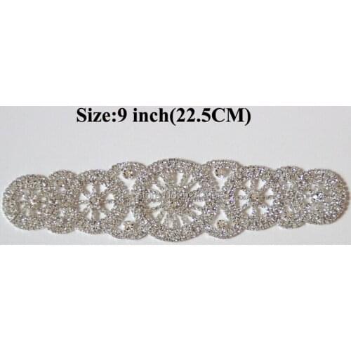 Free Shipping High Quality 5pcs/lot 9'' Crystal Rhinestone Applique for Wedding Gown Bridal Sash Evening Wear LSAP001
