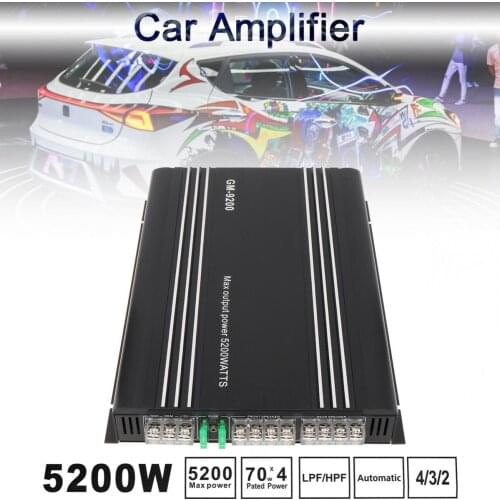 5200W Car Stereo Amplifiers Universal Class AB Digital 4 Channel Aluminum Alloy High Power Stereo Amp for Car / Home
