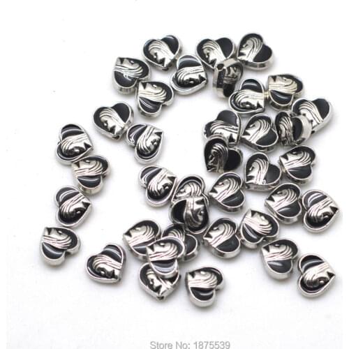Black Heart Shape Mary Zinc Alloy bead for Rosary Making