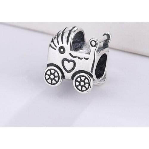 3D192 High Quality 925 Sterling Silver Baby Car Charms Beads Bracelet And Necklace For Christmas Silver Enamel Pendant Charms