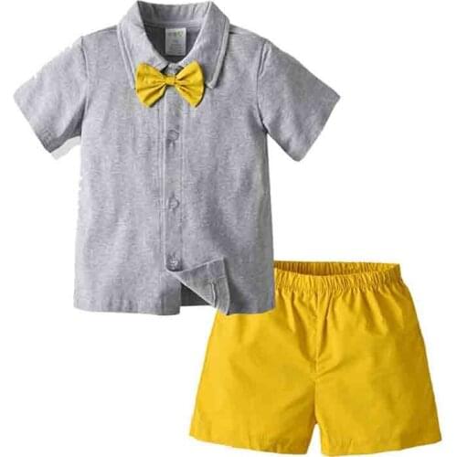 Kids Casual Clothing Set Cotton Short Sleeve Lapel Sportshirt Outfits Little Boys Set Children Tracksuit
