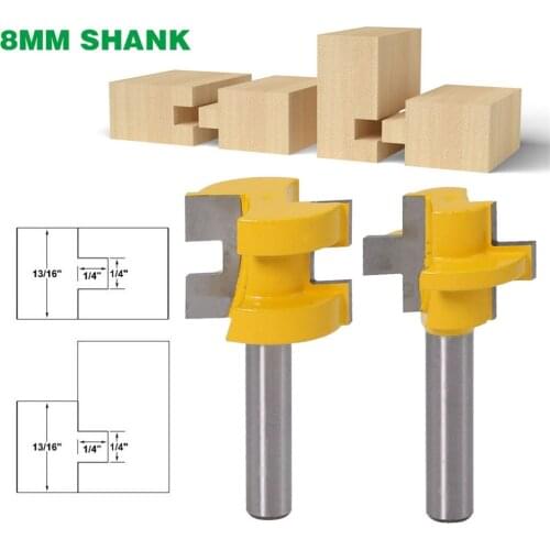 Hot Wood Router Bits 2pcs 8mm Shank Carving Knife T-Slot Square Tooth Milling Cutter Router Bits for Wood Tool Woodworking