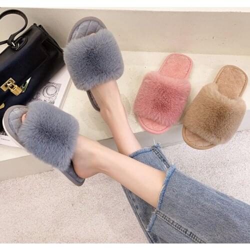 Cotton Slippers Fashion Home Womens Autumn and Winter Shoes Open Toe Warm Plush Floor Cotton Shoes for Women 2021 Wholesale