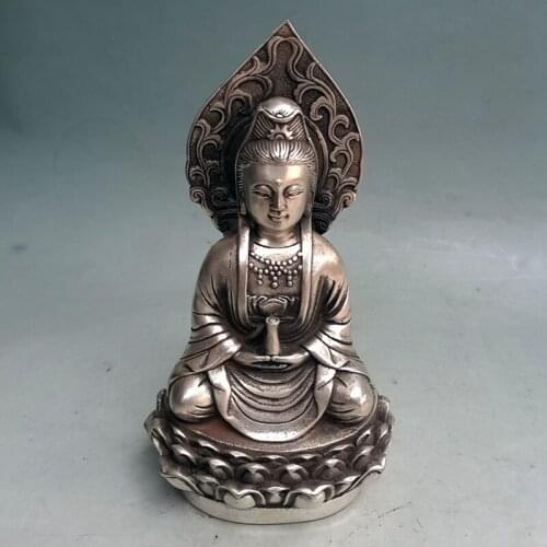 Antique Old Chinese Silver Buddha statue /Sculpture,hand c,Home Decorations / collection&adornment, Free shipping