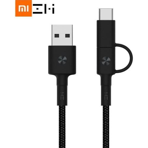 ZMI 2 in 1 Micro usb type c cable 1m for Samsung s9 huawei xiaomi 9 rednmi note 8 7 6 charger Fast charging data Android Braided